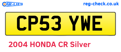 CP53YWE are the vehicle registration plates.
