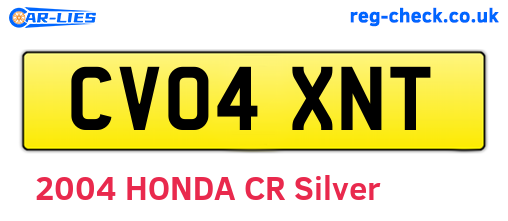 CV04XNT are the vehicle registration plates.
