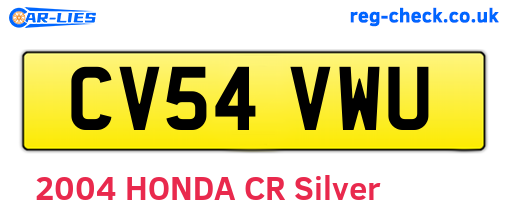 CV54VWU are the vehicle registration plates.