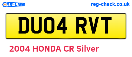 DU04RVT are the vehicle registration plates.