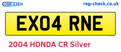 EX04RNE are the vehicle registration plates.