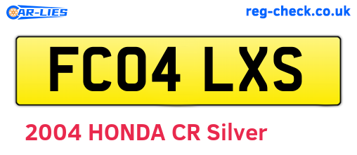 FC04LXS are the vehicle registration plates.