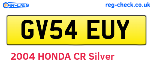 GV54EUY are the vehicle registration plates.