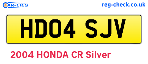 HD04SJV are the vehicle registration plates.