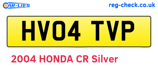 HV04TVP are the vehicle registration plates.