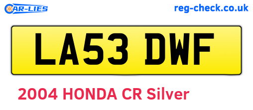 LA53DWF are the vehicle registration plates.