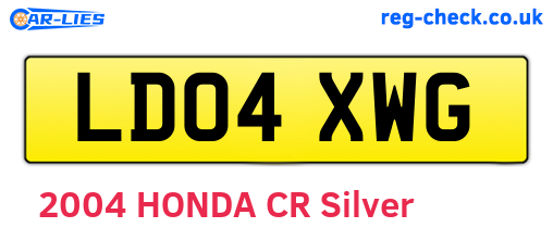 LD04XWG are the vehicle registration plates.