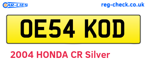OE54KOD are the vehicle registration plates.