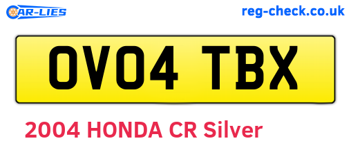 OV04TBX are the vehicle registration plates.
