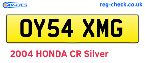 OY54XMG are the vehicle registration plates.