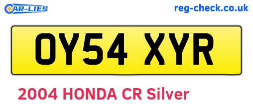 OY54XYR are the vehicle registration plates.