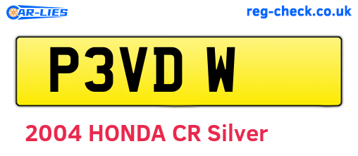 P3VDW are the vehicle registration plates.