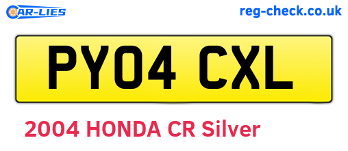 PY04CXL are the vehicle registration plates.