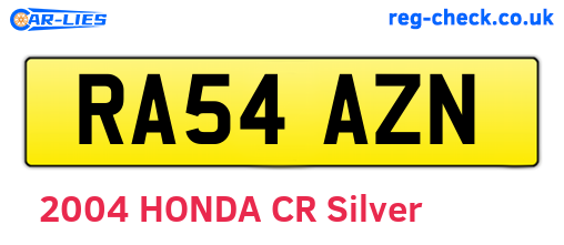 RA54AZN are the vehicle registration plates.