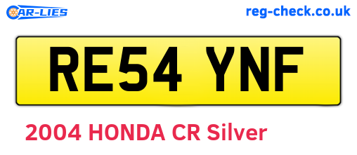 RE54YNF are the vehicle registration plates.