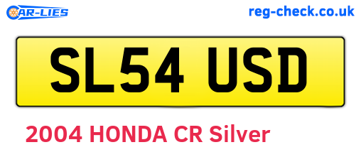 SL54USD are the vehicle registration plates.