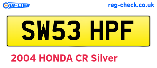 SW53HPF are the vehicle registration plates.