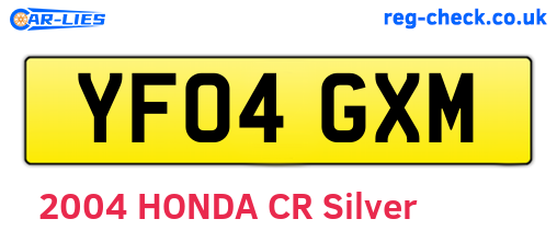 YF04GXM are the vehicle registration plates.