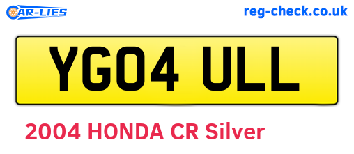 YG04ULL are the vehicle registration plates.