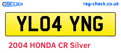 YL04YNG are the vehicle registration plates.