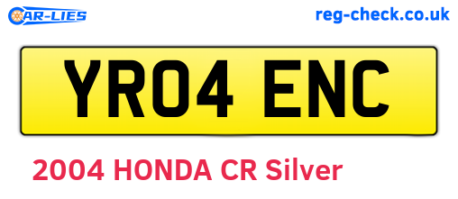 YR04ENC are the vehicle registration plates.