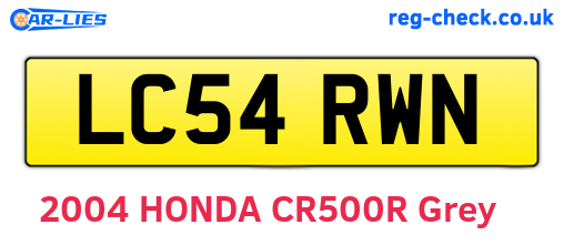 LC54RWN are the vehicle registration plates.