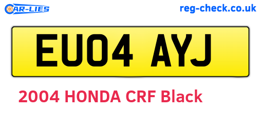 EU04AYJ are the vehicle registration plates.