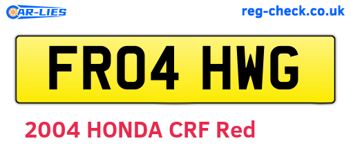 FR04HWG are the vehicle registration plates.