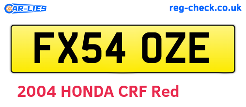 FX54OZE are the vehicle registration plates.