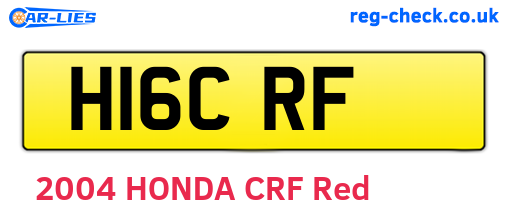 H16CRF are the vehicle registration plates.