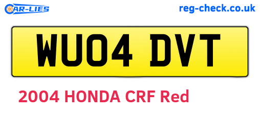 WU04DVT are the vehicle registration plates.
