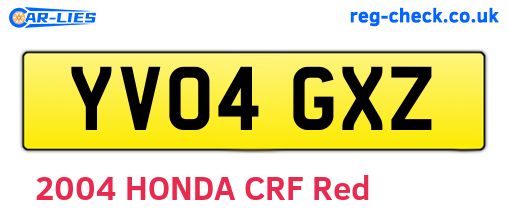 YV04GXZ are the vehicle registration plates.