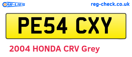PE54CXY are the vehicle registration plates.