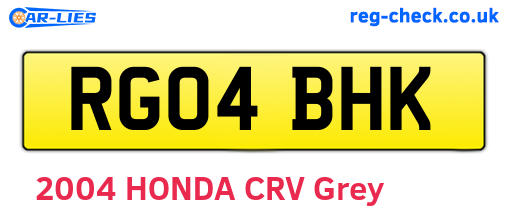 RG04BHK are the vehicle registration plates.