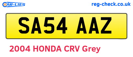 SA54AAZ are the vehicle registration plates.