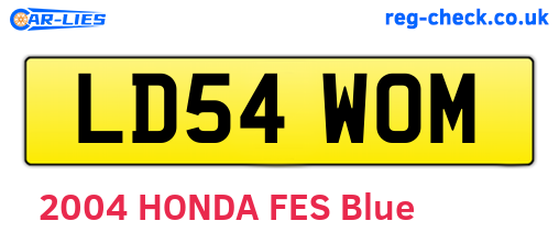 LD54WOM are the vehicle registration plates.