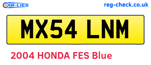 MX54LNM are the vehicle registration plates.