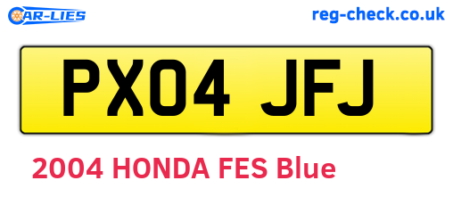 PX04JFJ are the vehicle registration plates.