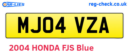 MJ04VZA are the vehicle registration plates.