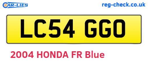 LC54GGO are the vehicle registration plates.
