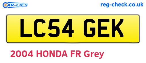 LC54GEK are the vehicle registration plates.