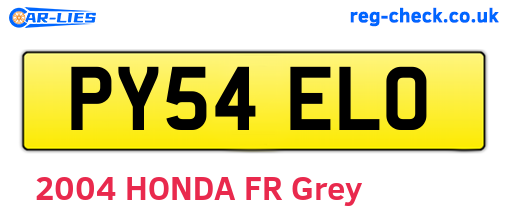 PY54ELO are the vehicle registration plates.