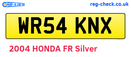 WR54KNX are the vehicle registration plates.