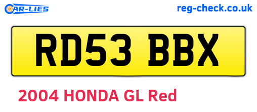 RD53BBX are the vehicle registration plates.