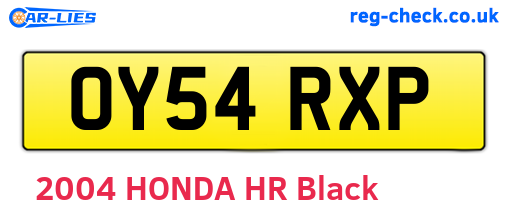 OY54RXP are the vehicle registration plates.