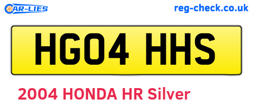 HG04HHS are the vehicle registration plates.