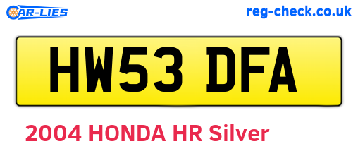 HW53DFA are the vehicle registration plates.