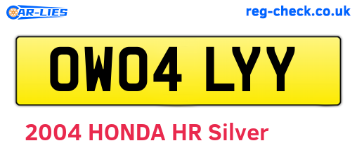 OW04LYY are the vehicle registration plates.