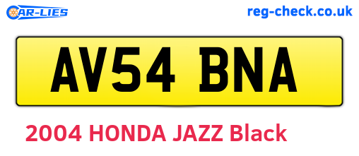 AV54BNA are the vehicle registration plates.