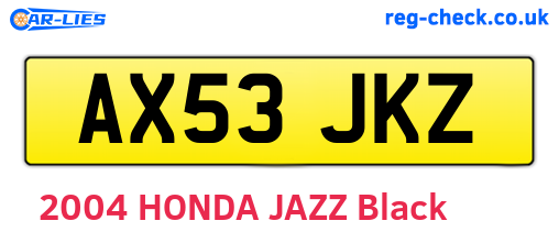 AX53JKZ are the vehicle registration plates.